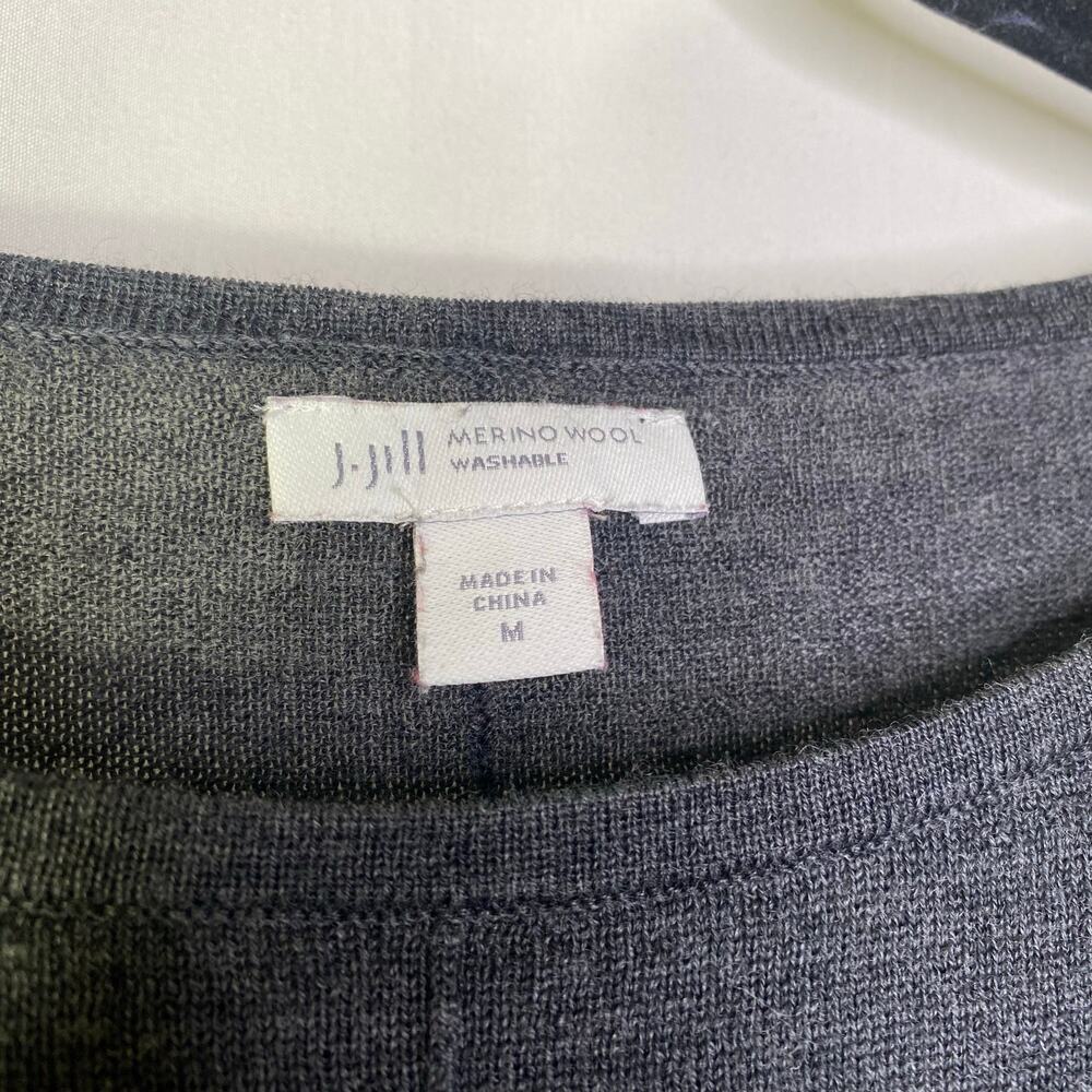 J. Jill Gray Merino Wool Washable Sweater Size Medium Lagenlook Normcore Comfy - Picture 5 of 10